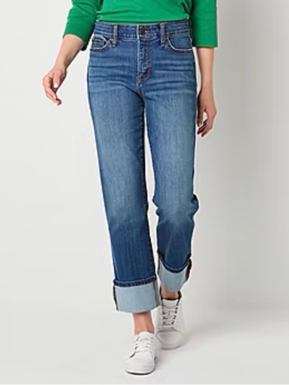 NEW St. John's Bay Womens Mid Rise Wide Cuff Straight Leg Jean size 10 - Picture 7 of 7